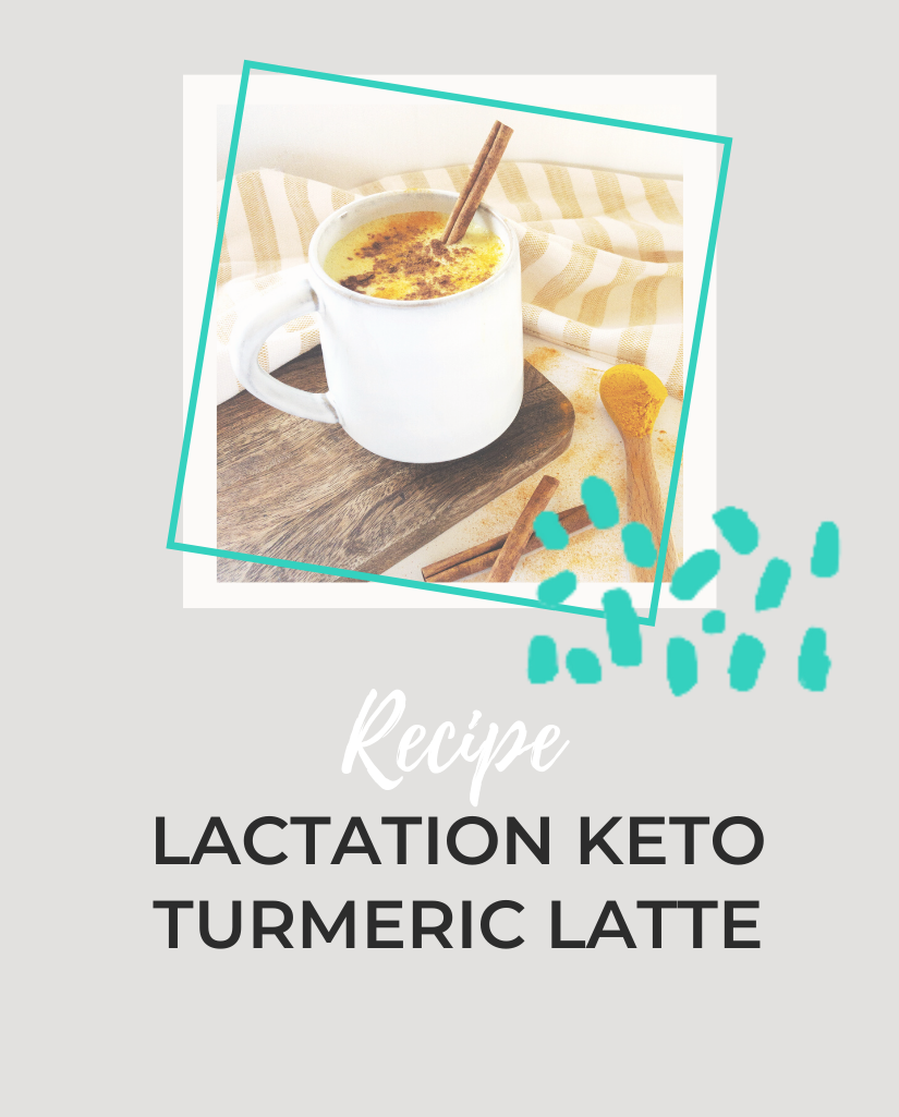 Lactation Keto Turmeric Latte in mug with cinnamon stick