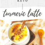 Lactation Keto Turmeric Latte in mug with cinnamon stick